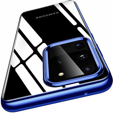 Silicone Cover per Samsung Galaxy S20 Ultra Custodia Protettiva Trasparente Blu