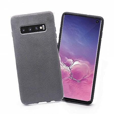 Cover Custodia in Scamosciata Microfibra Per Samsung S10 Grigio
