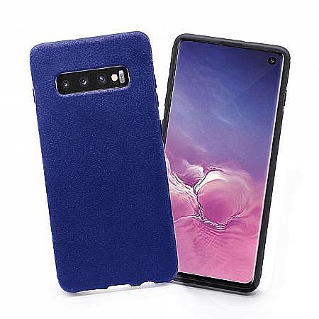 Cover Custodia in Scamosciata Microfibra Per Samsung S10 Blu